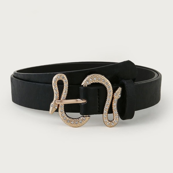 

135CM Plus Snake Shaped Buckle Belt, Black