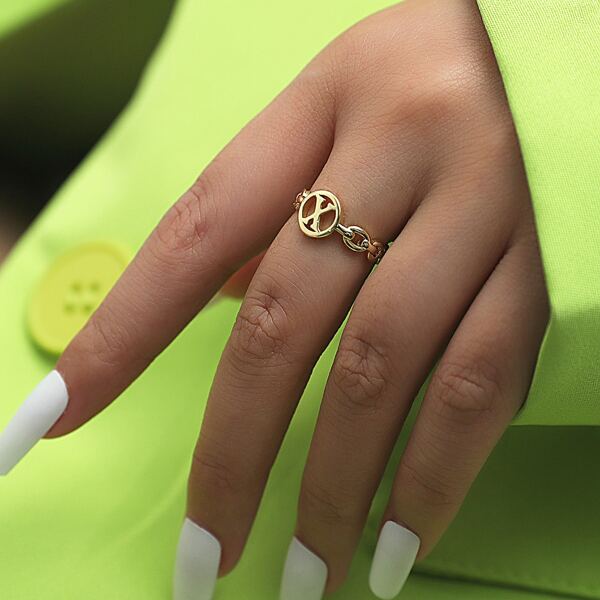 

Letter Detail Cuff Ring, Gold