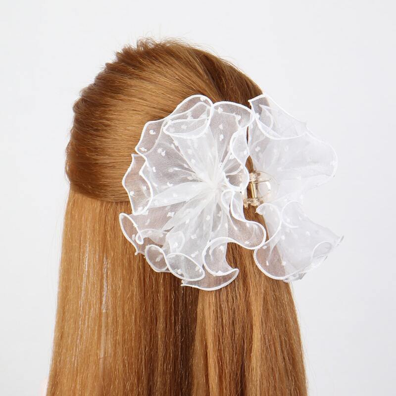 

Mesh Decor Hair Claw, White