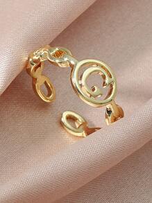 Letter Detail Cuff Ring - Yellow Gold - View 3