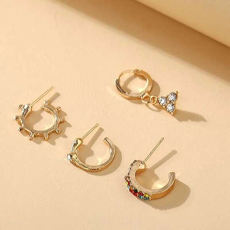 

4pcs Rhinestone Ear Cuff, Gold