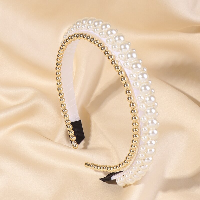 

2pcs Faux Pearl Decor Hair Hoop, Multicolor