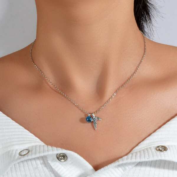 

Fish Tail Charm Necklace, Silver