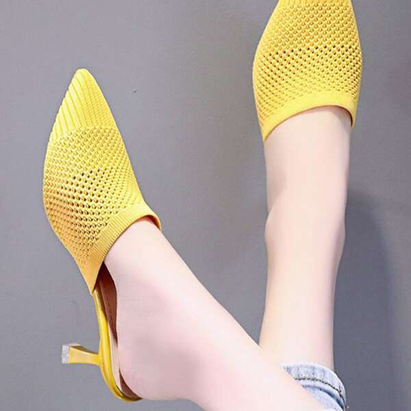 

Minimalist Point Toe Knit Mules, Yellow