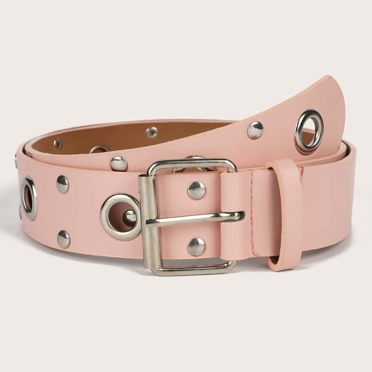 

Grommet Buckle Belt, Baby pink