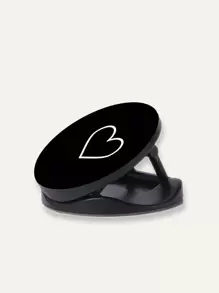 Heart Pattern Dial Stand-Out Phone Grip - Black - View 2