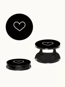 Heart Pattern Dial Stand-Out Phone Grip - Black - View 3