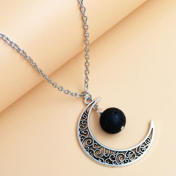 

Moon Charm Necklace, Silver