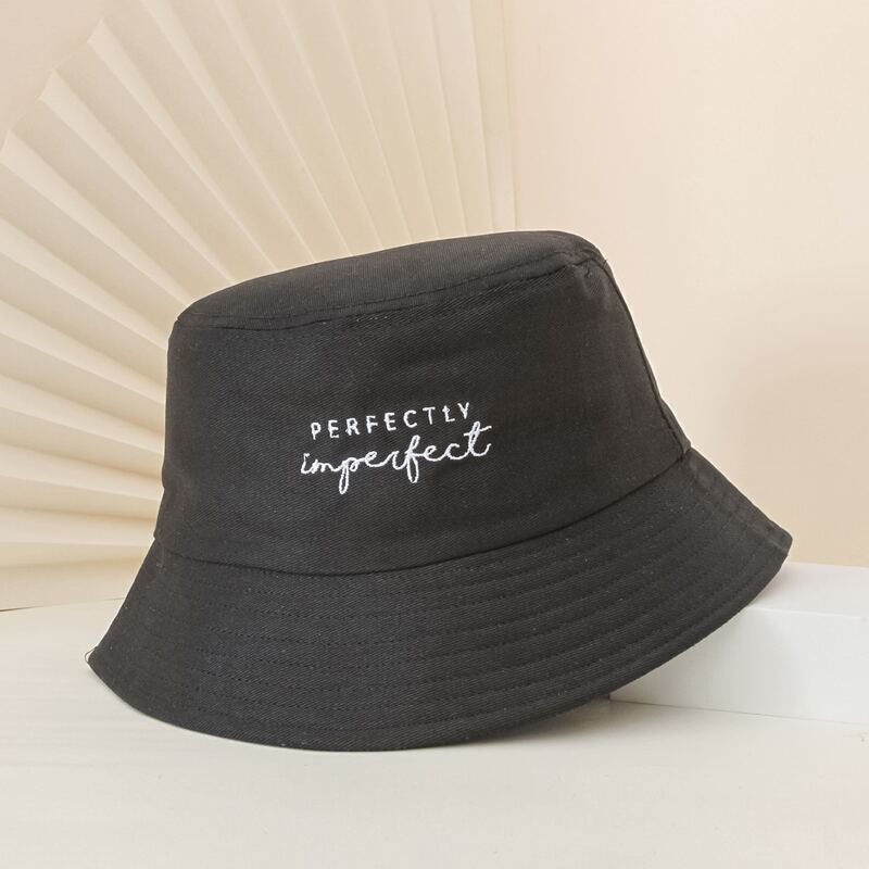 

Slogan Embroidery Bucket Hat, Black