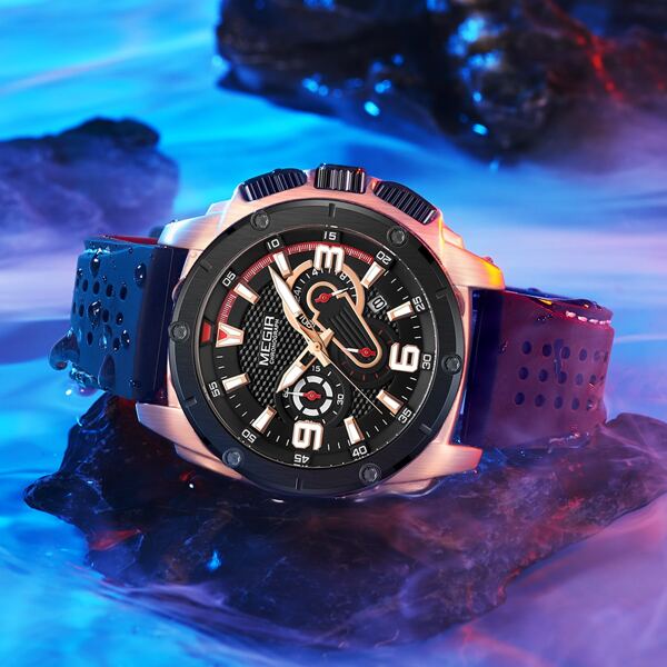 

Men Rubber Strap Date Quartz Watch