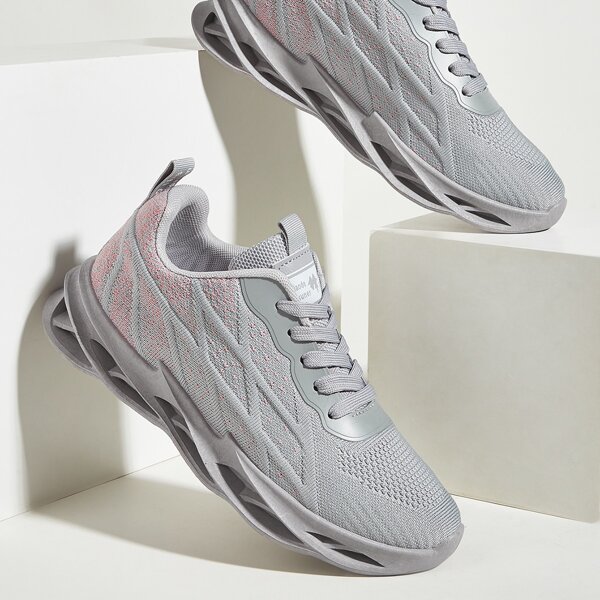 

Lace-Up Front Textured Sneakers, Grey