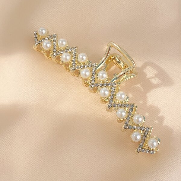 

Rhinestone Decor Hair Claw, Gold