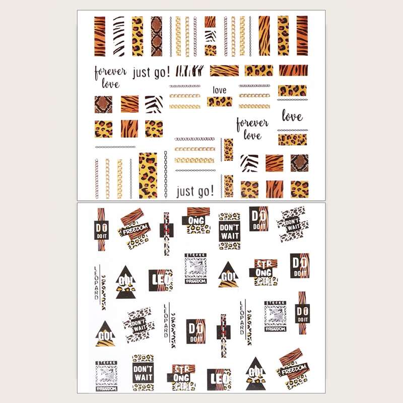 

2sheets Leopard Nail Art Sticker, Multicolor