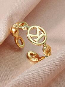 Letter Detail Cuff Ring - Yellow Gold - View 3