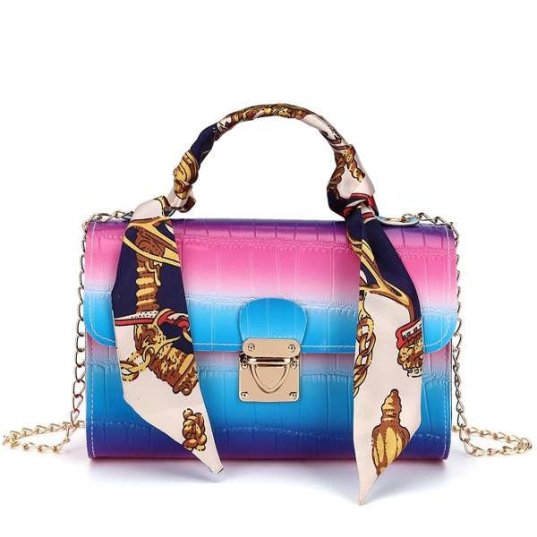 

Twilly Scarf Decor Push Lock Chain Bag, Multicolor