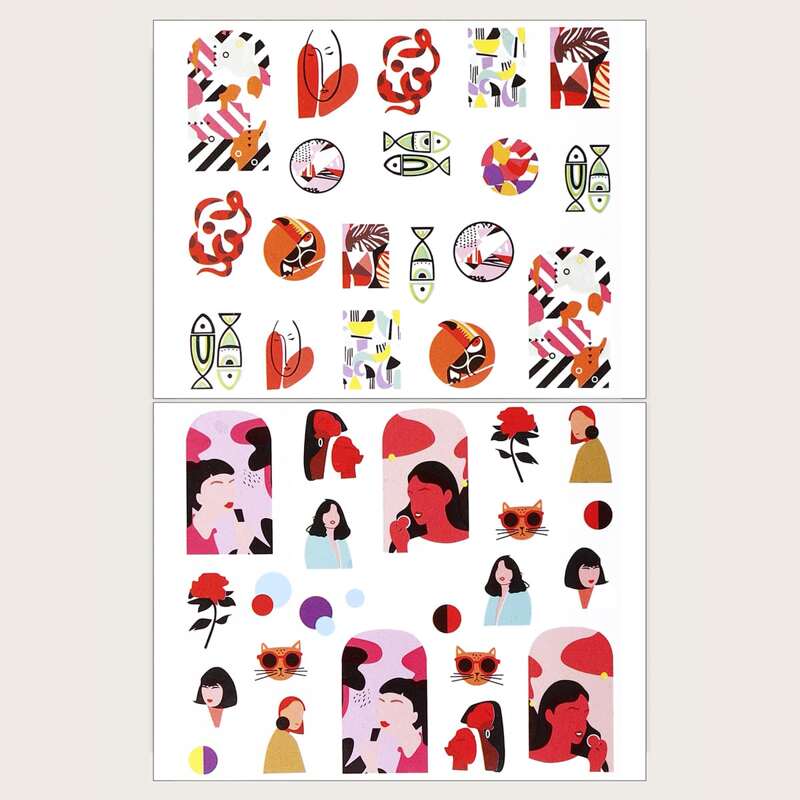 

2sheets Figure Graphic Nail Art Sticker, Multicolor