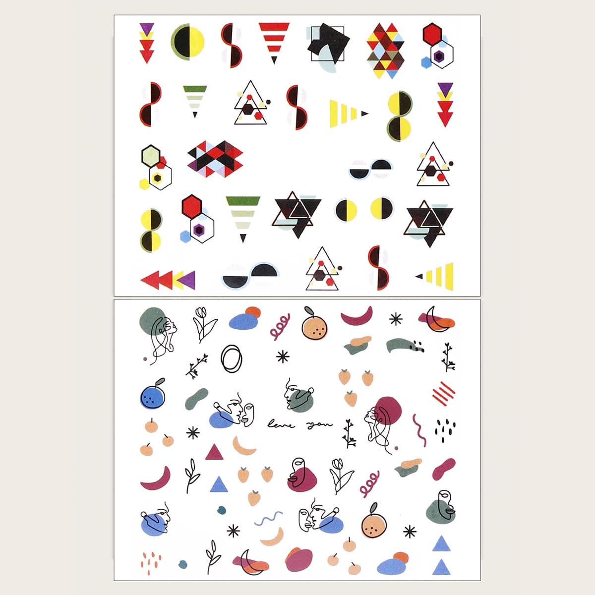 

2sheets Geometric Pattern Nail Art Sticker, Multicolor