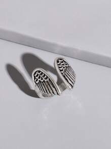 翅膀設計戒指 - 銀色 - 查看 1