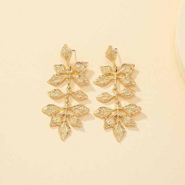 

Leaf Drop Earrings, Gold