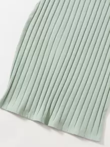 SHEIN Essnce Đầm Gân đan màu trơn Giải trí - màu xanh lá - Xem 4