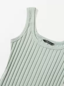 SHEIN Essnce Đầm Gân đan màu trơn Giải trí - màu xanh lá - Xem 5