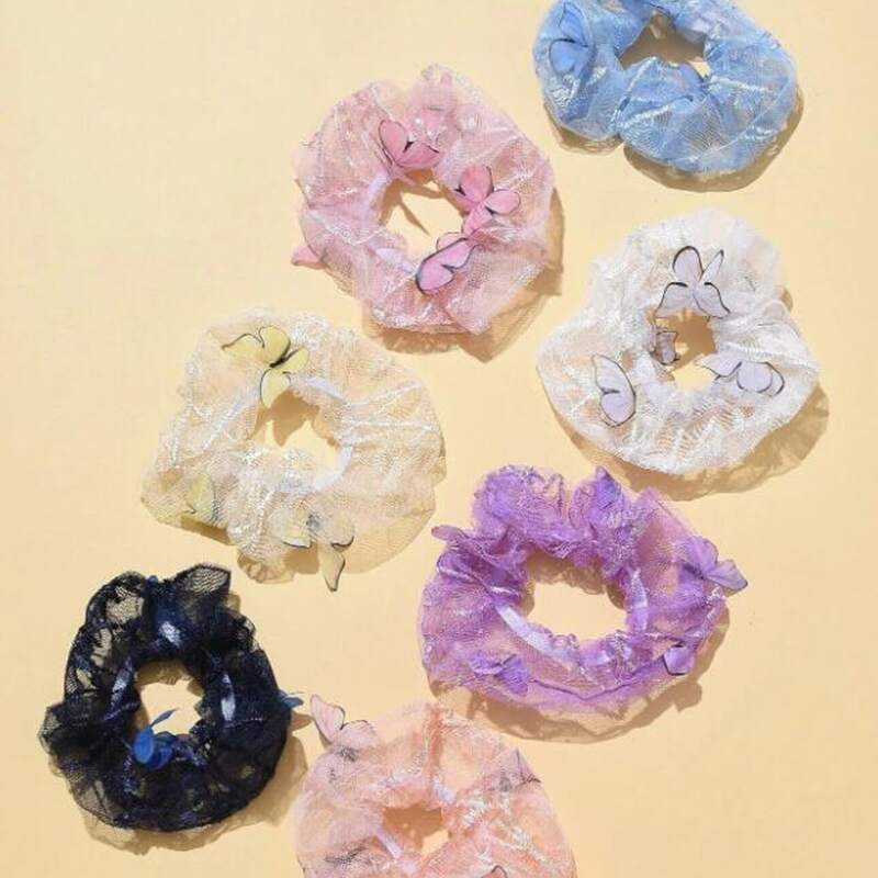 

2pcs Random Butterfly Scrunchie, Multicolor