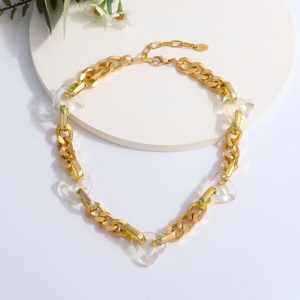 

Geometric Decor Chain Necklace, Gold