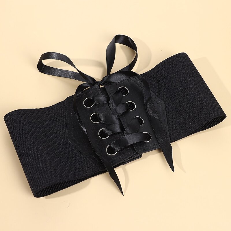 

Lace-up Corset Belt, Black