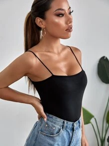 Zolique Áo liền quần chặt màu trơn Giải trí - màu đen - Xem 4