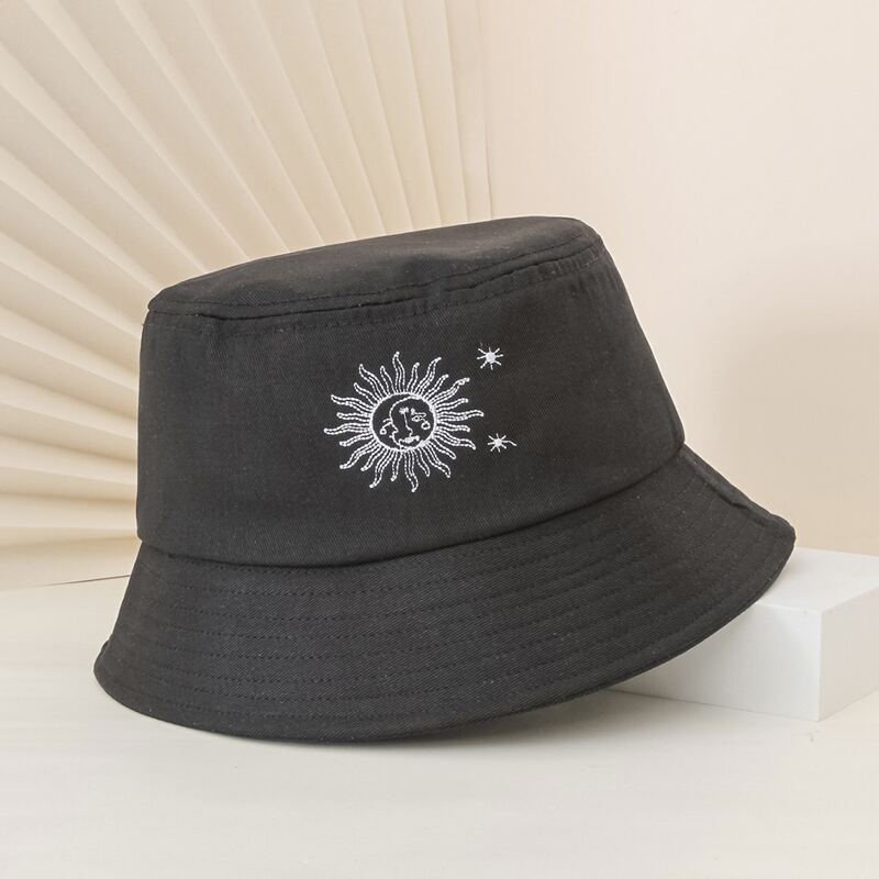 

Sun Embroidery Bucket Hat, Black