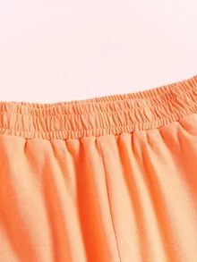 Pantalones Joggers para Niñas Bolsillo Liso - Naranja - Ver 4