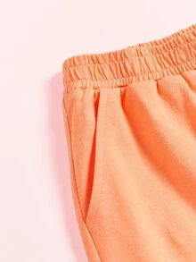 Pantalones Joggers para Niñas Bolsillo Liso - Naranja - Ver 5