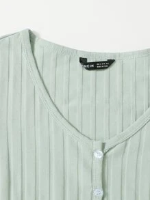 SHEIN EZwear 2 Packs Lettuce Trim Rib-Knit Tee - Multicolor - View 4