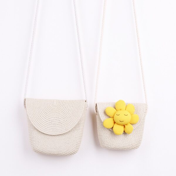 

2pcs Applique Straw Crossbody Bag, Beige