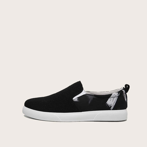 

Men Graphic Print Slip On Sneakers, Black