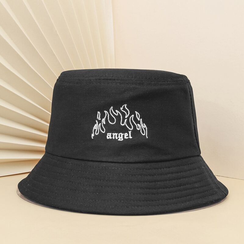 

Letter Embroidery Bucket Hat, Black