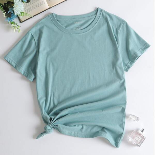 

Solid Short Sleeve Tee, Cadet blue