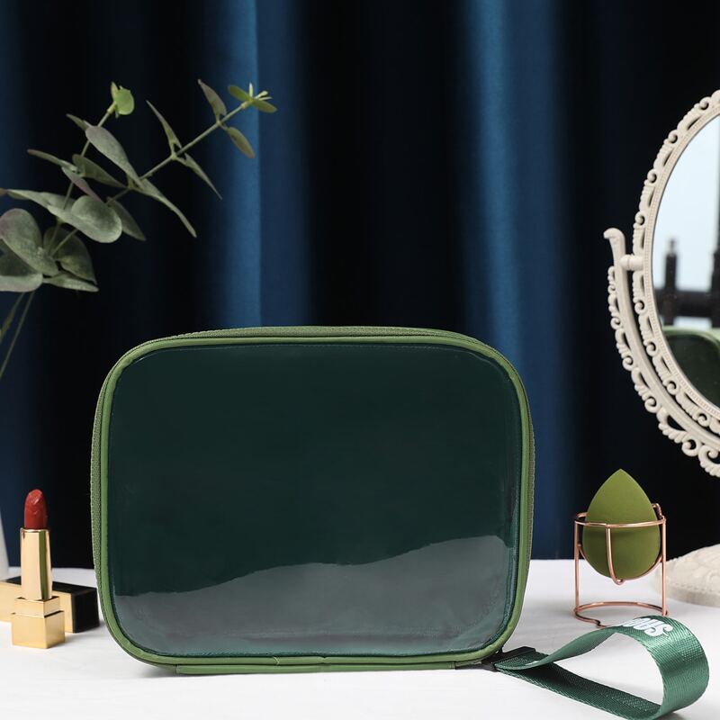 

Clear Square Makeup Bag, Dark green