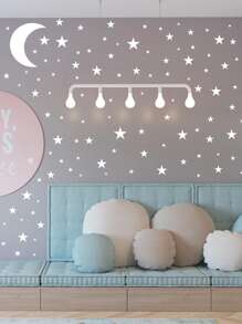 Kids Moon & Star Print Wall Sticker - trắng - Xem 3