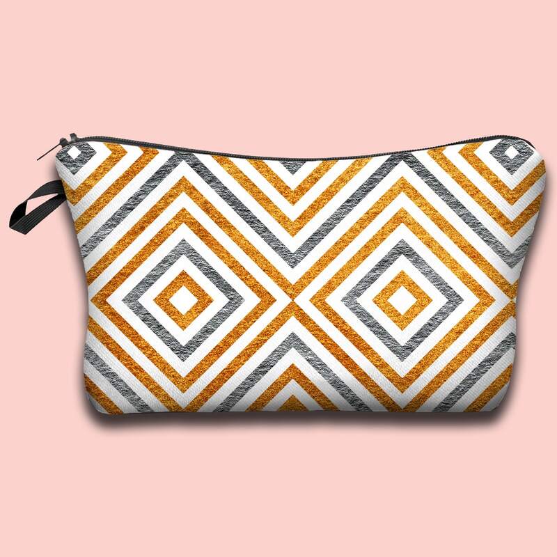 

Geometric Pattern Zipper Makeup Bag, Yellow