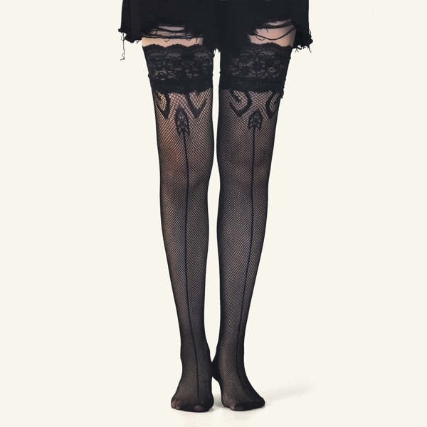 

Over The Knee Fishnet Socks, Black