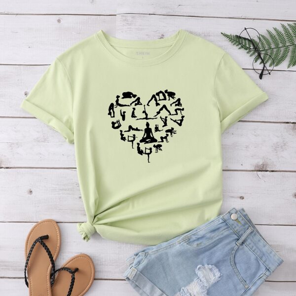 

Heart And Figure Graphic Tee, Mint green