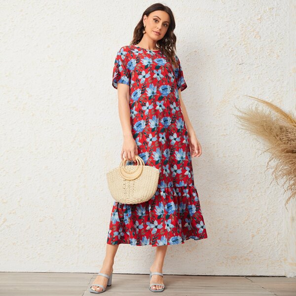 

Flippy Hem Floral Print Dress, Multicolor