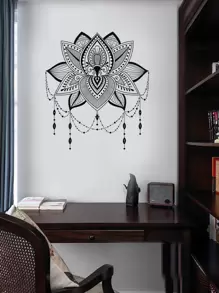 Mandala Print Wall Sticker, Black Self Adhesive Wall At Decal For Home Decor - Black - View 1