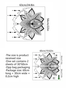 Mandala Print Wall Sticker, Black Self Adhesive Wall At Decal For Home Decor - Black - View 2