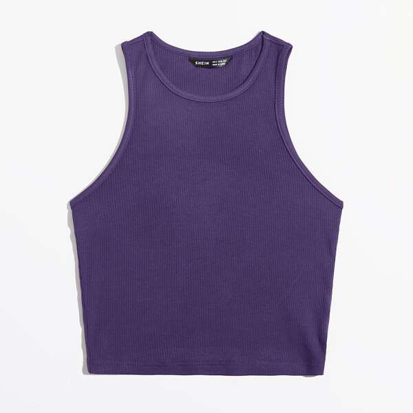 

Solid Crop Tank Top, Purple