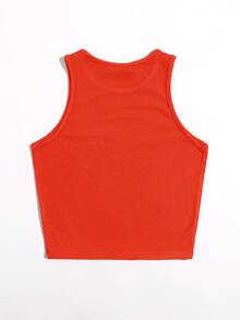 SHEIN EZwear Solid Crop Tank Top - Orange - View 2