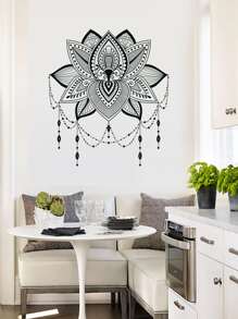 Mandala Print Wall Sticker, Black Self Adhesive Wall At Decal For Home Decor - Black - View 7