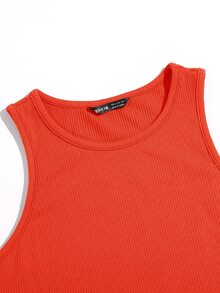 SHEIN EZwear Solid Crop Tank Top - Orange - View 4