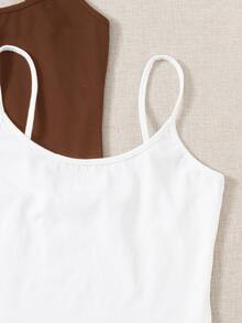 SHEIN EZwear 2 Packs Crop Cami Top - Multicolor - View 3